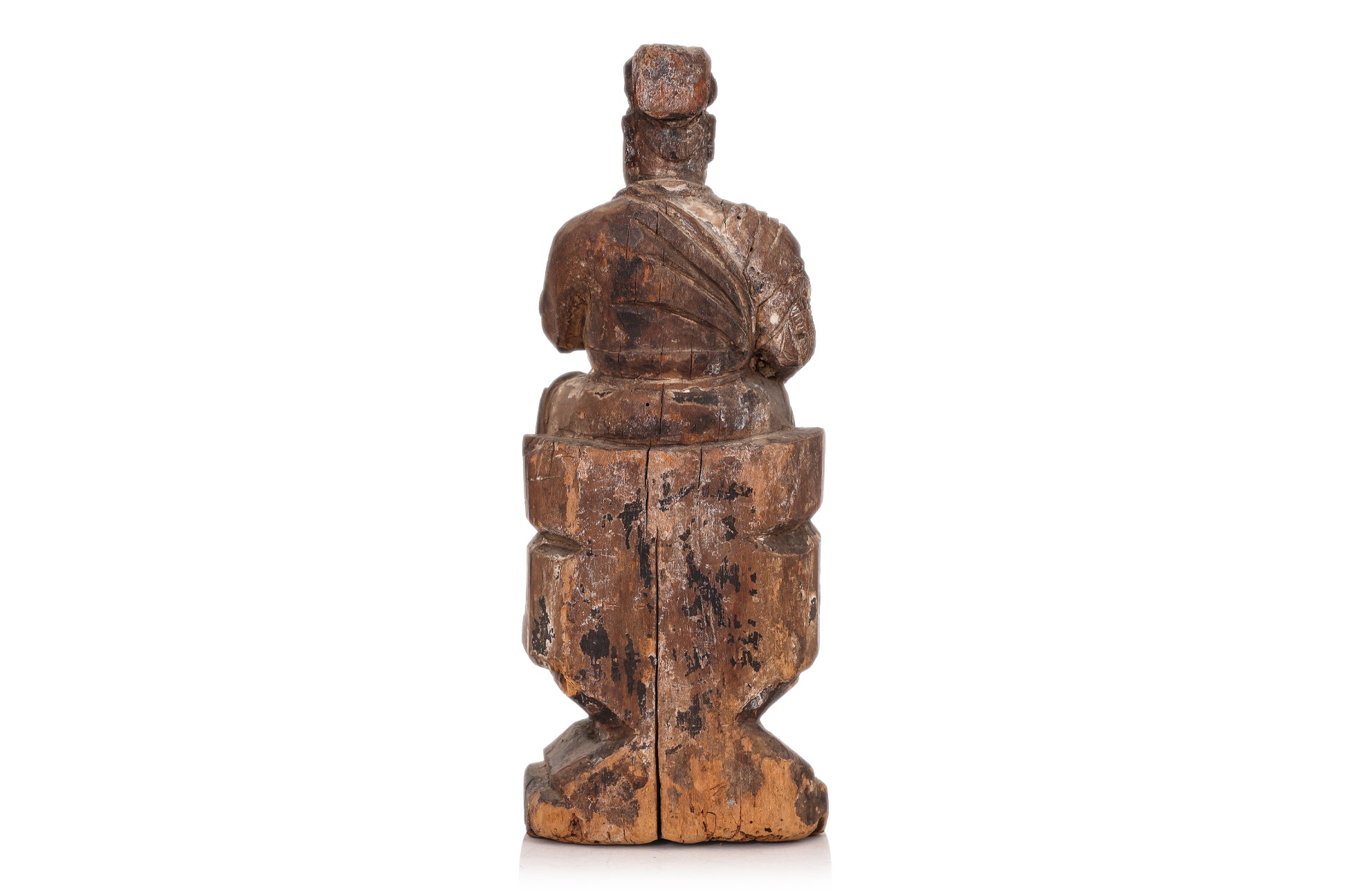 A CARVED POLYCHROME FIGURE OF GUANDI