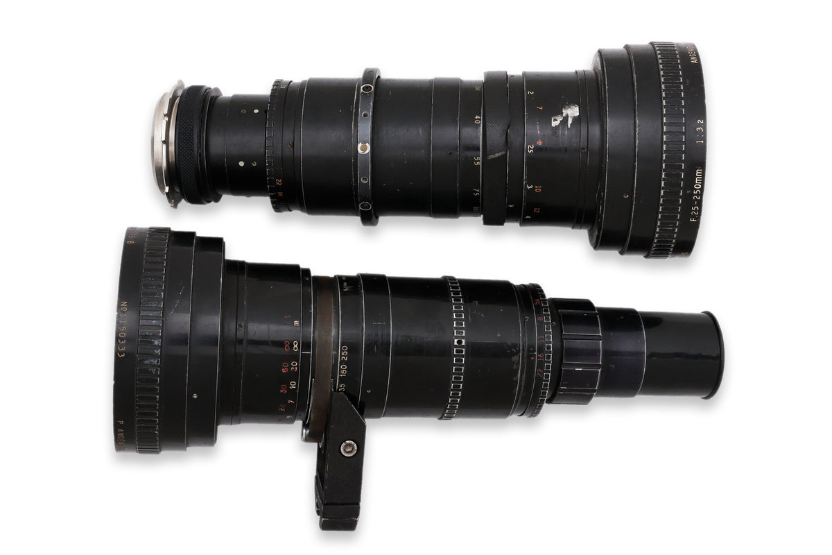 TWO ANGENIEUX 25-250MM F/3.2 FILM CAMERA LENSES