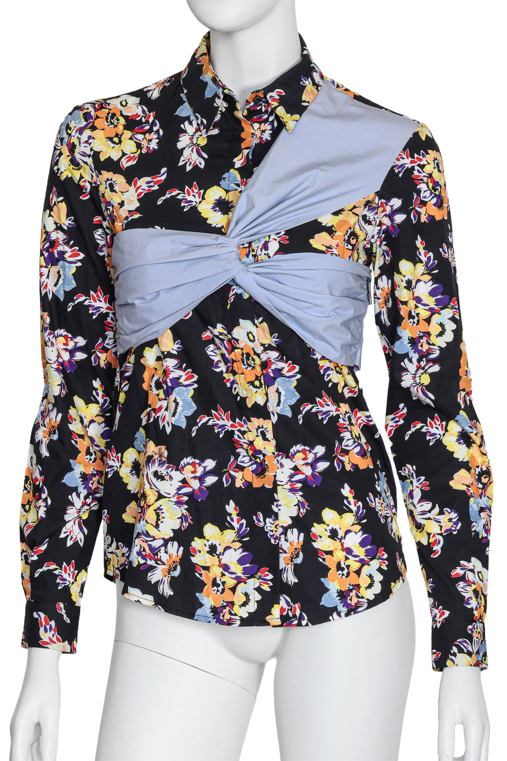 MSGM - A FLORAL PRINT SHIRT WITH WRAP AROUND DETAIL