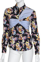 MSGM - A FLORAL PRINT SHIRT WITH WRAP AROUND DETAIL