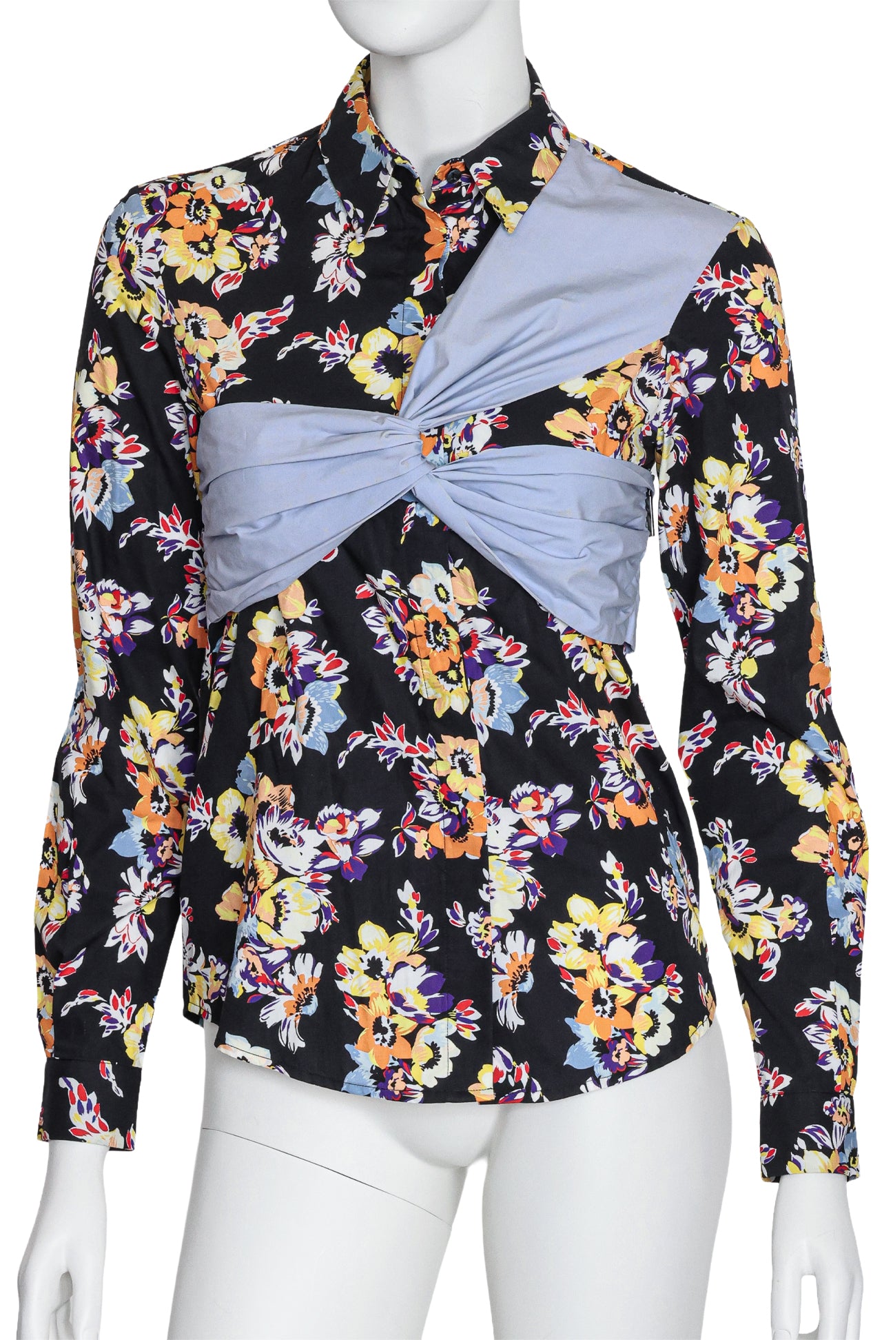 MSGM - A FLORAL PRINT SHIRT WITH WRAP AROUND DETAIL