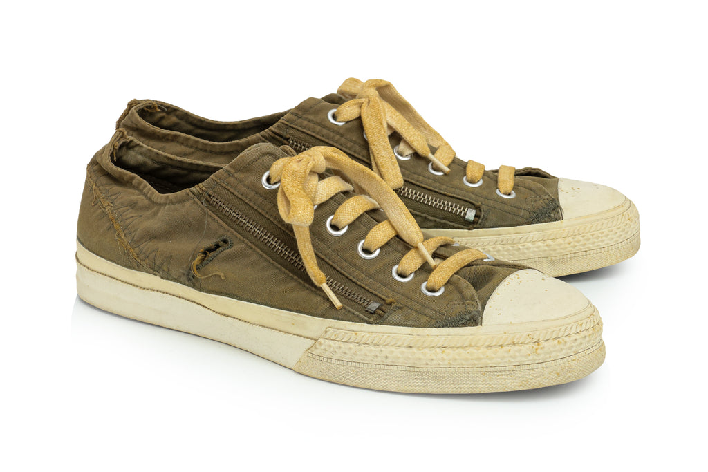 JUNYA WATANABE MAN - A PAIR OF OLIVE GREEN CANVAS TRAINERS