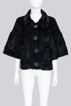 LIMI FEU - A BLACK FAUX FUR JACKET WITH OVERSIZED BUTTONS