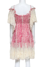 DIANE VON FURSTENBERG - A PINK AND CREAM SILK DRESS