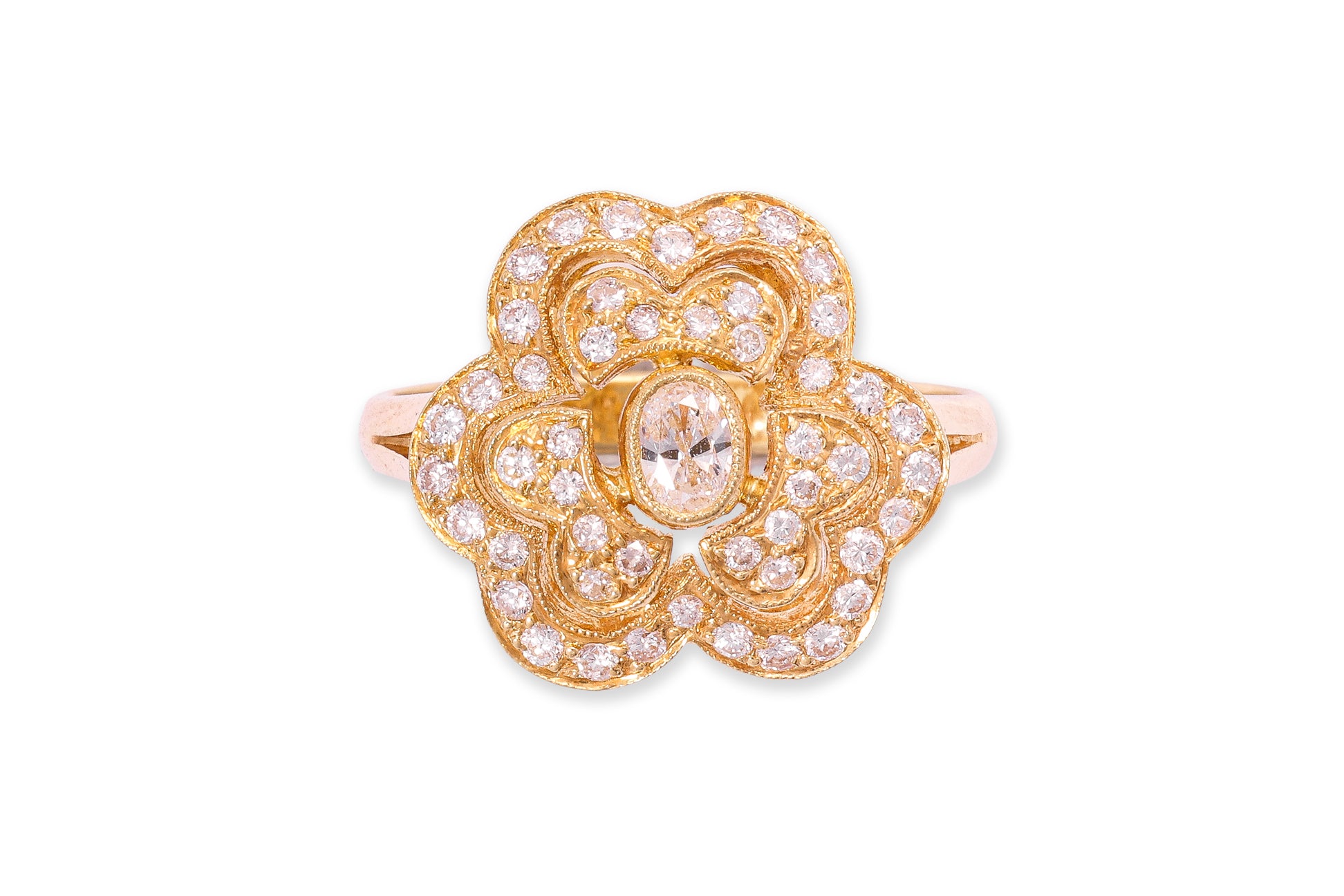 A HIGH KARAT GOLD DIAMOND 'FLOWER' RING
