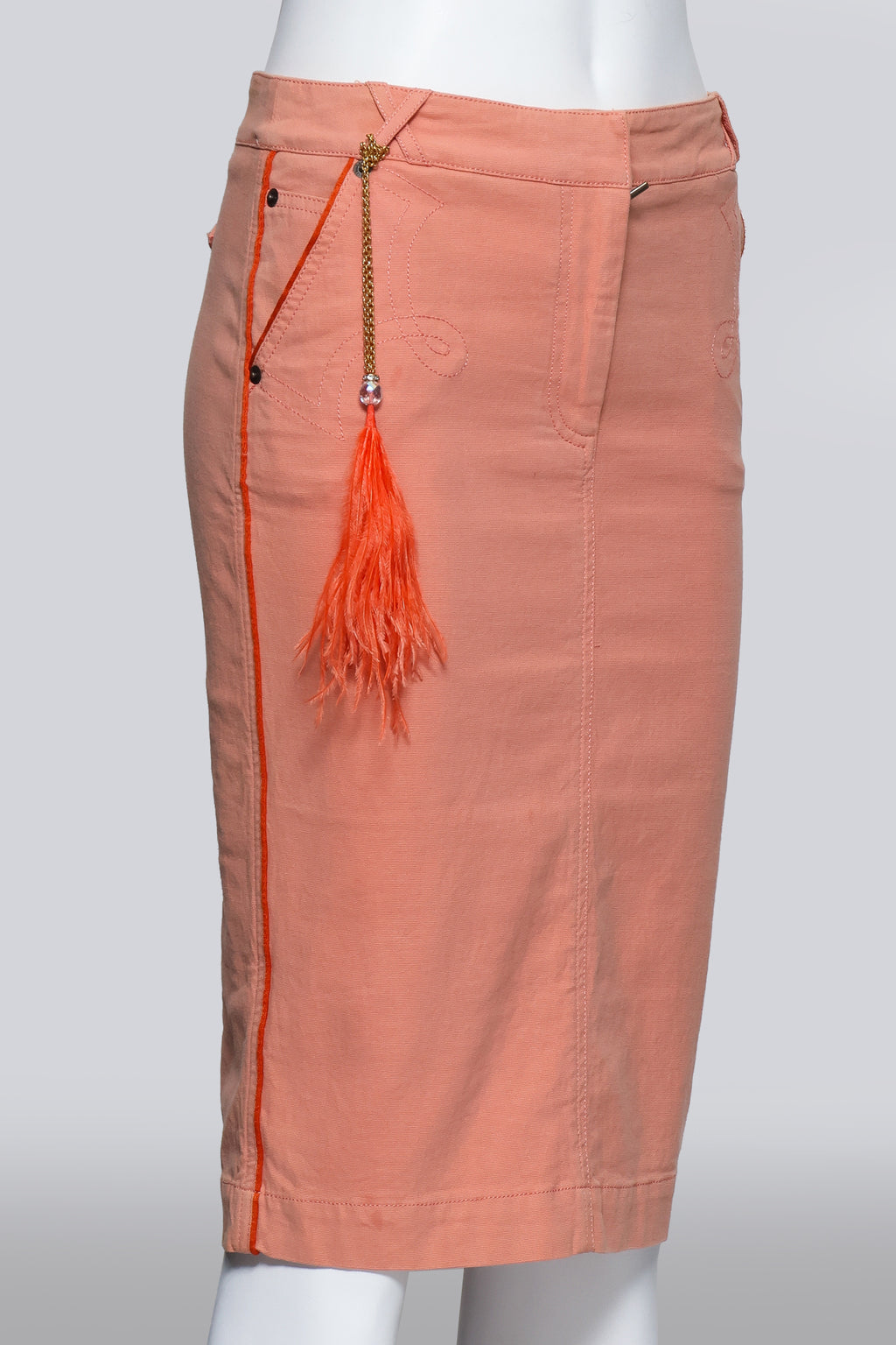ROBERTO CAVALLI - A COTTON SALMON MIDI SKIRT