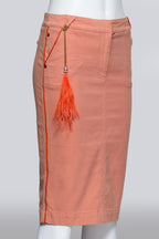 ROBERTO CAVALLI - A COTTON SALMON MIDI SKIRT