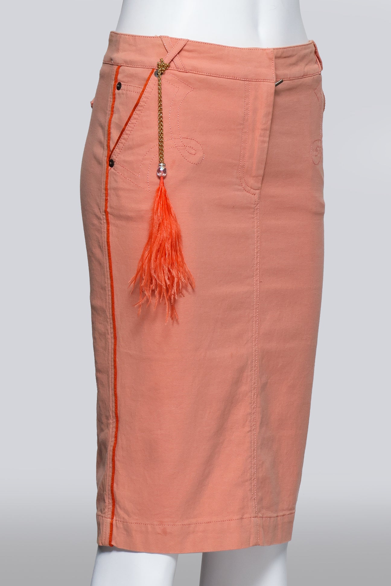 ROBERTO CAVALLI - A COTTON SALMON MIDI SKIRT