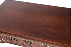 A CARVED TEAK RECTANGULAR COFFEE TABLE