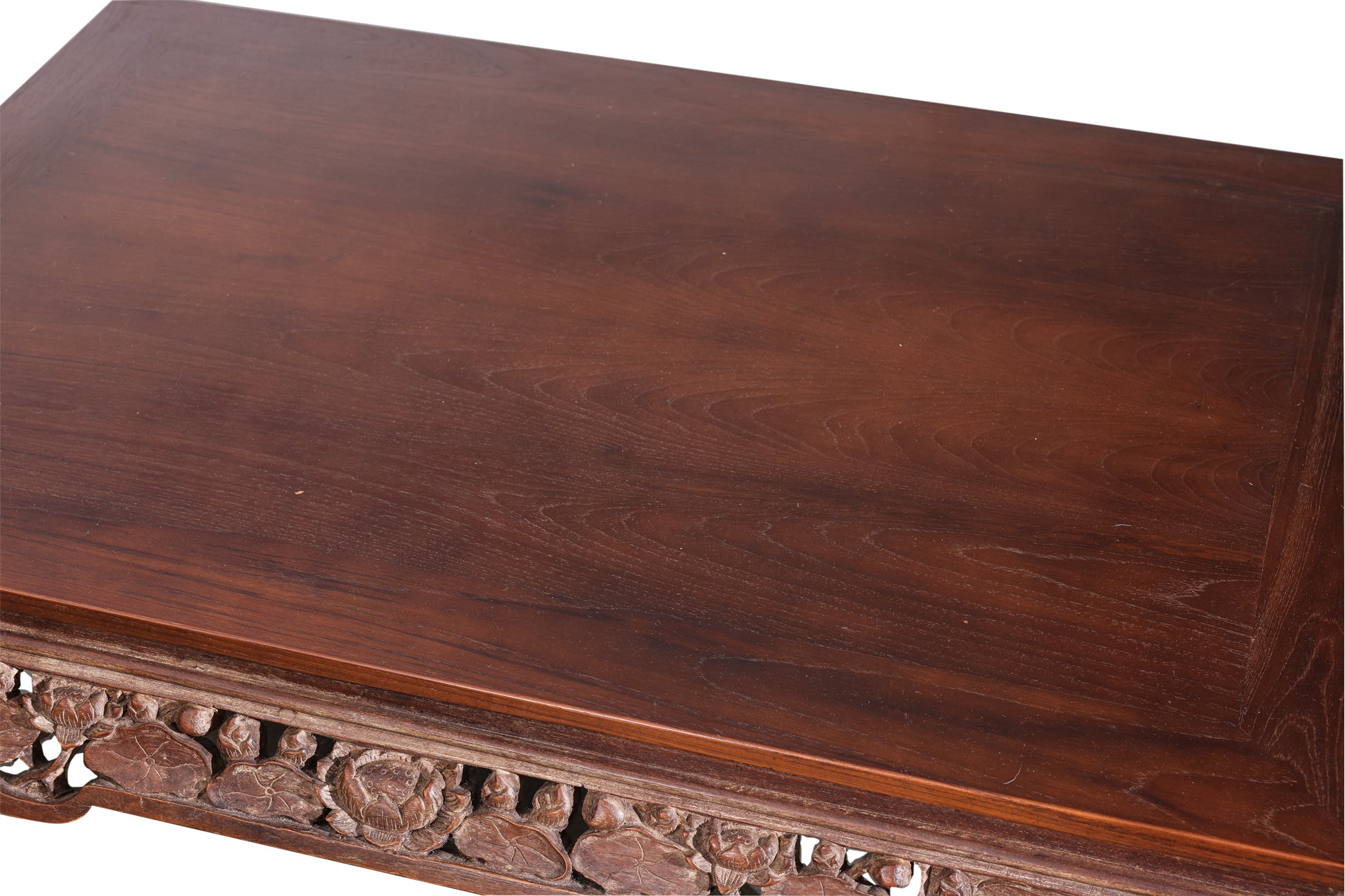 A CARVED TEAK RECTANGULAR COFFEE TABLE