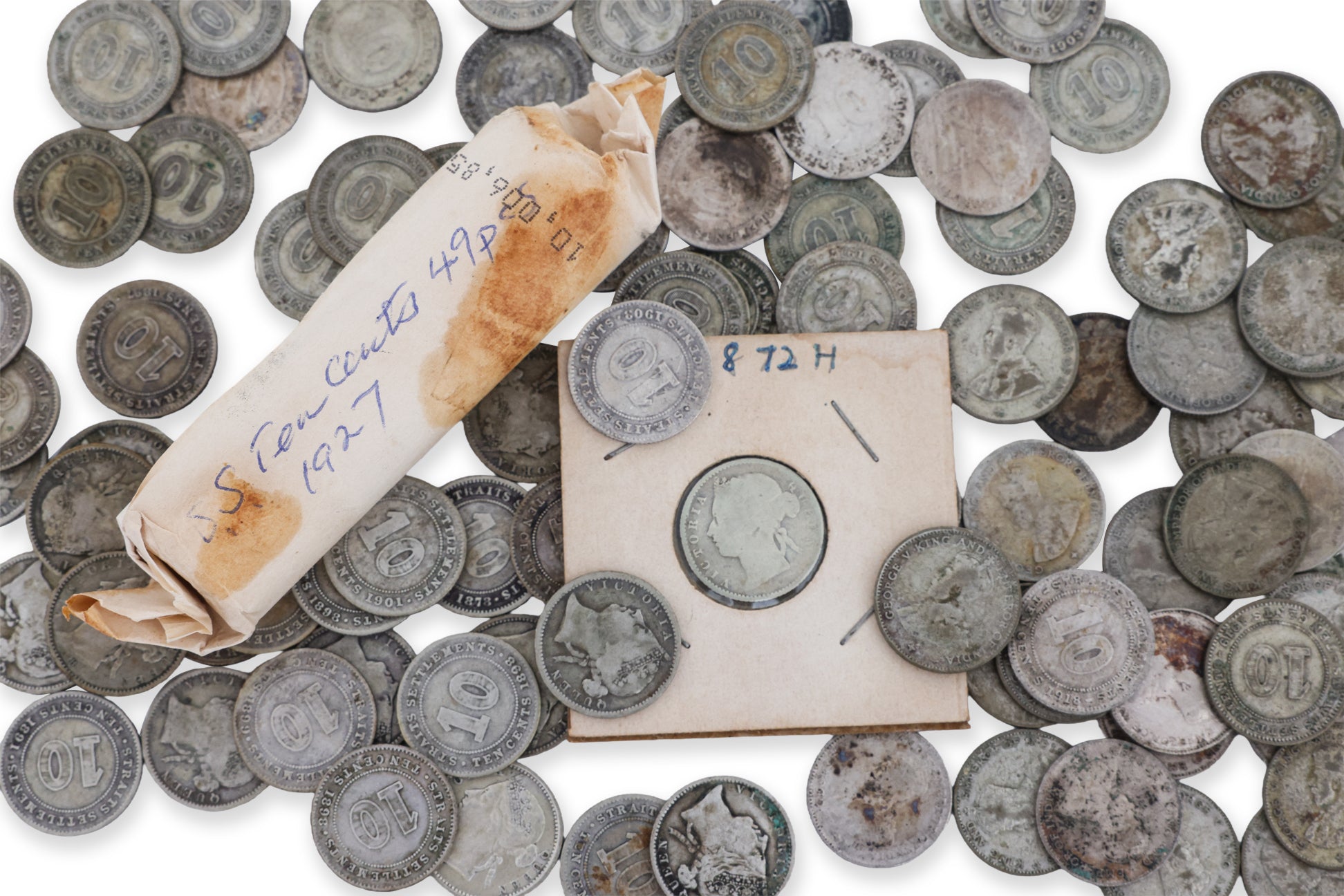 STRAITS SETTLEMENTS - VICTORIA TO GEORGE V, 10 CENTS (165)