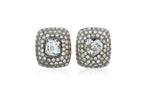 A PAIR OF BROWN DIAMOND MISMATCH CLUSTER EARRINGS