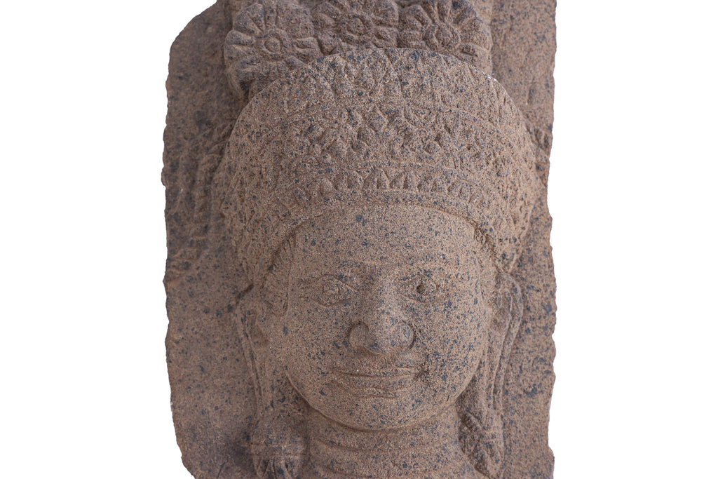 A CAMBODIAN KHMER STONE APSARA RELIEF