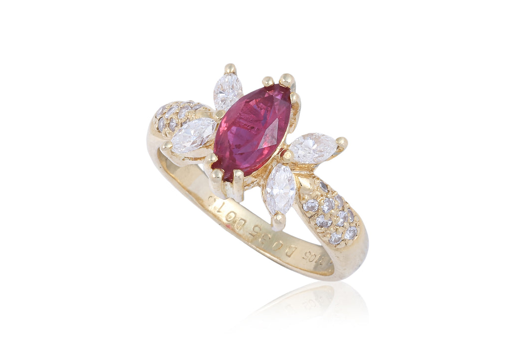 A RUBY AND DIAMOND 'BUTTERFLY' RING