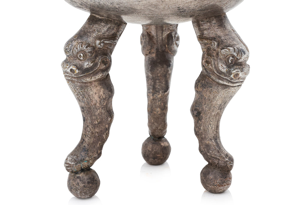A SILVER PLATED TRIPOD CENSER