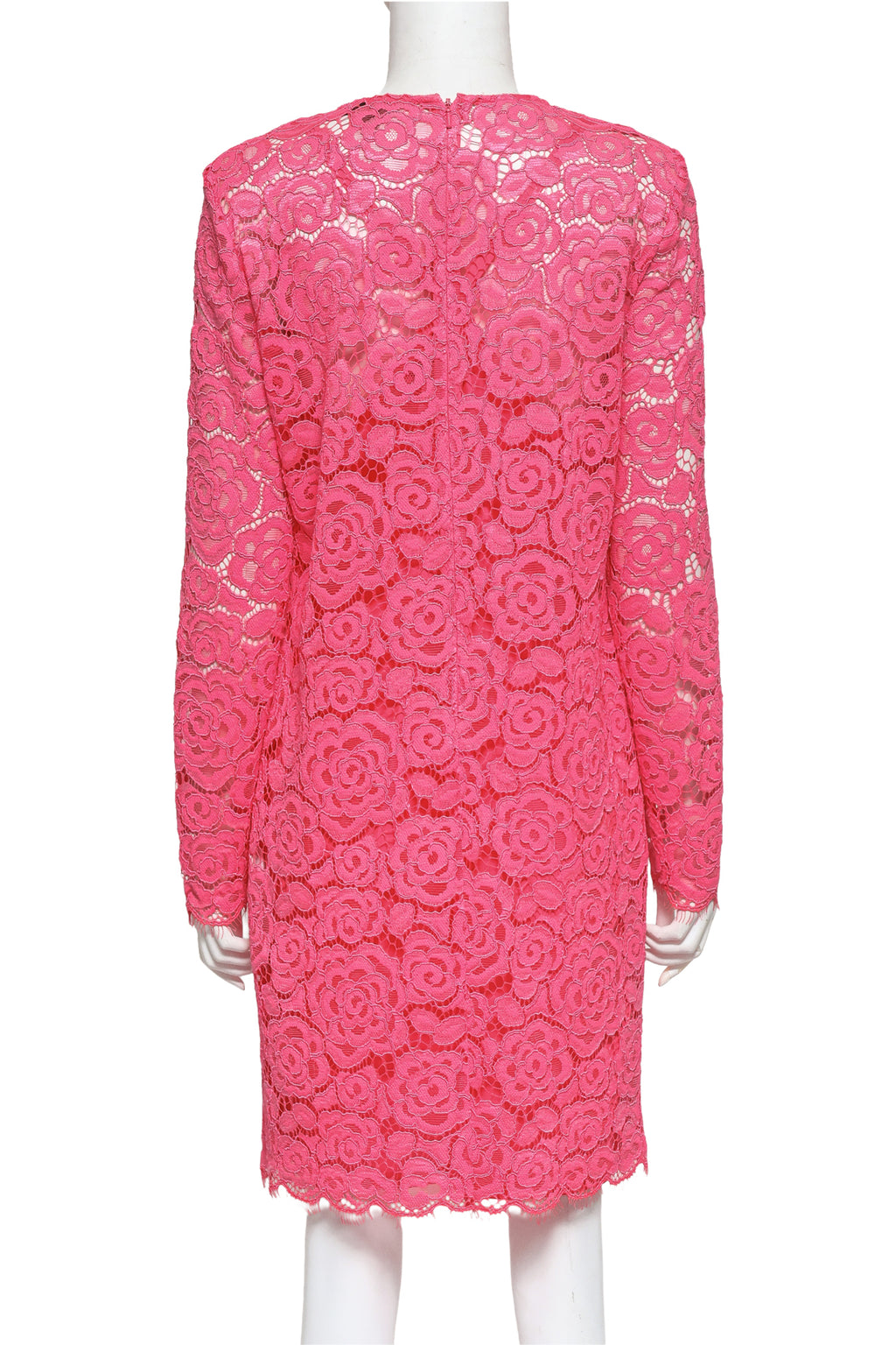 DKNY - A HOT PINK FLORAL LACE LONG SLEEVE DRESS