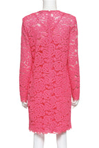 DKNY - A HOT PINK FLORAL LACE LONG SLEEVE DRESS