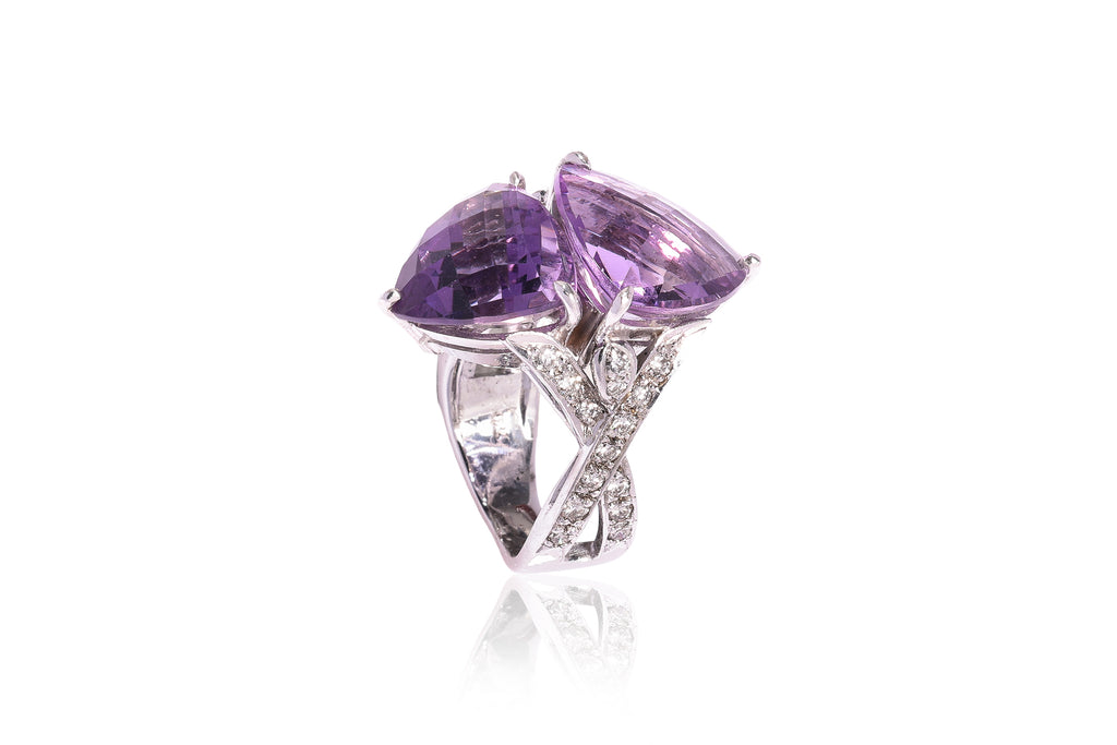 AN AMETHYST AND DIAMOND RING