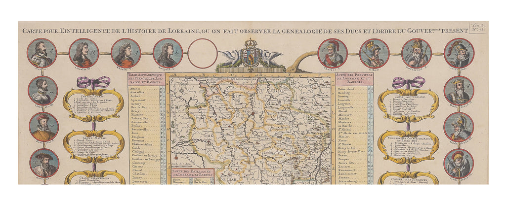 CARTE POUR L'INTELLIGENCE DE L'HISTOIRE DE LORRAINE... HENRI ABRAHAM CHATELAIN, 1705-1739