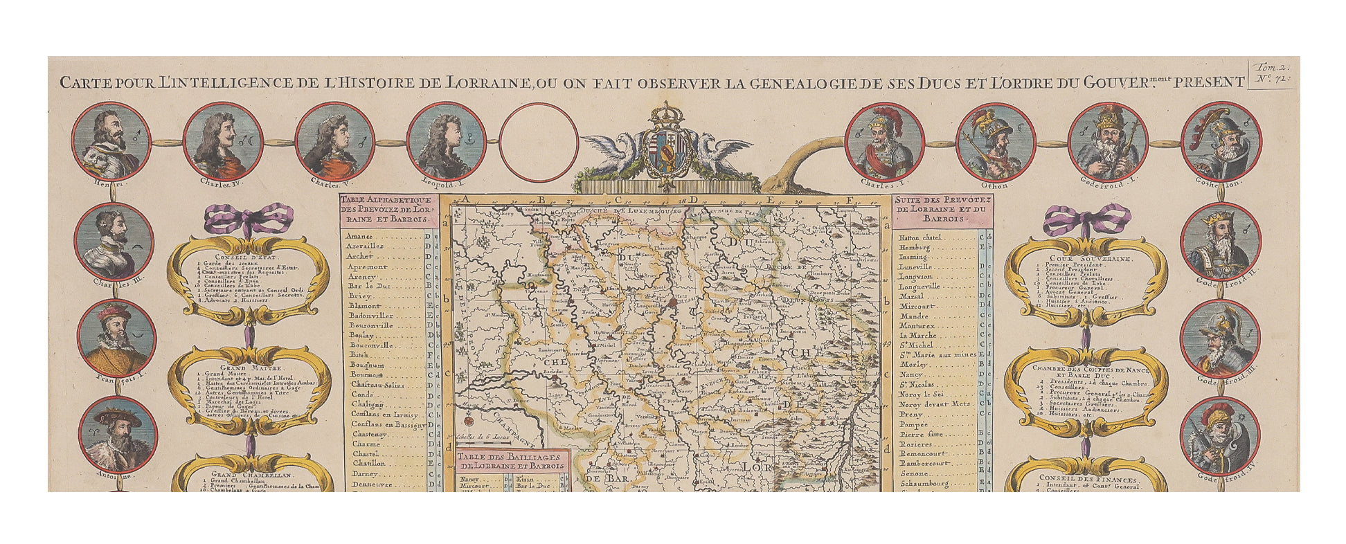 CARTE POUR L'INTELLIGENCE DE L'HISTOIRE DE LORRAINE... HENRI ABRAHAM CHATELAIN, 1705-1739