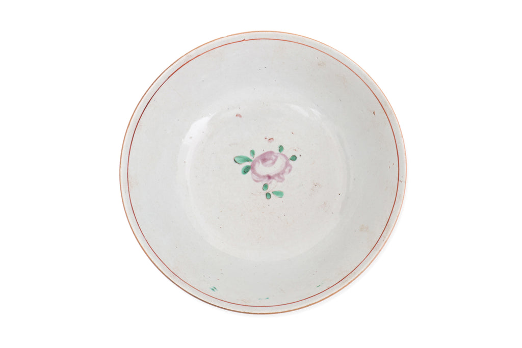 A FAMILLE ROSE CANTON BOWL AND A MONOCHROME BLUE DISH