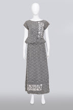 COMME DE GARCON - A CHECKED POINTELLE FRINGE TOP AND SKIRT SET