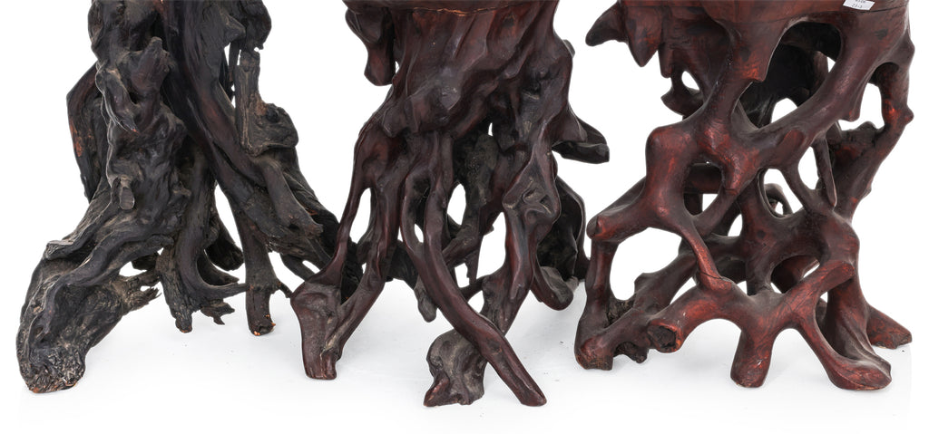A GROUP OF THREE LARGE ROOT WOOD STANDS