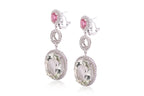 A PAIR OF PRASIOLITE, PINK TOURMALINE AND DIAMOND EARRINGS