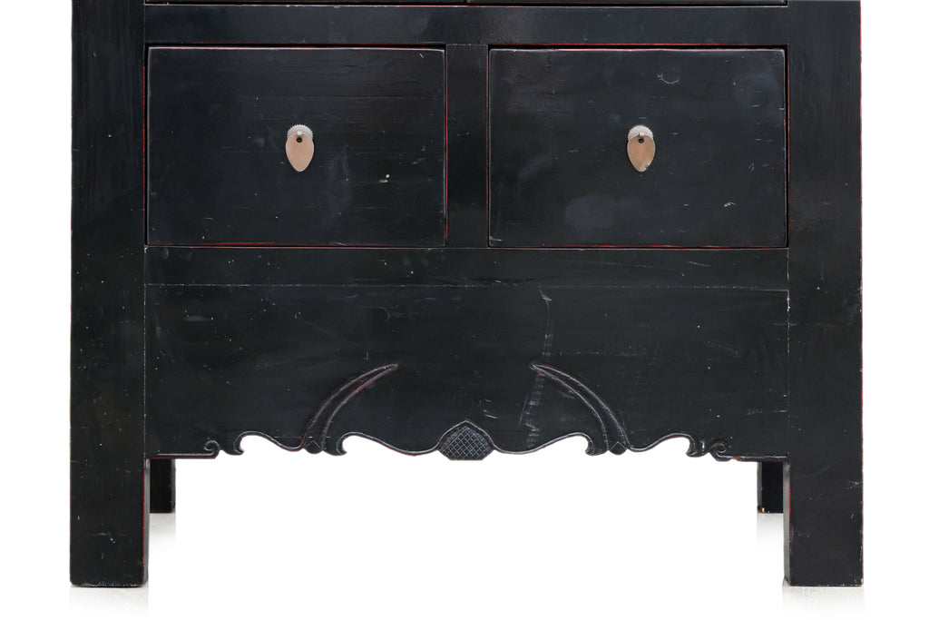 A CHINESE BLACK LACQUER WEDDING CABINET