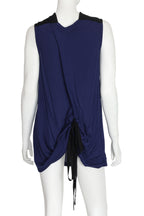 ANN DEMEULEMEESTER - A NAVY AND BLACK SLEEVELESS TOP