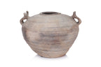 A TWIN HANDLED EARTHENWARE JAR
