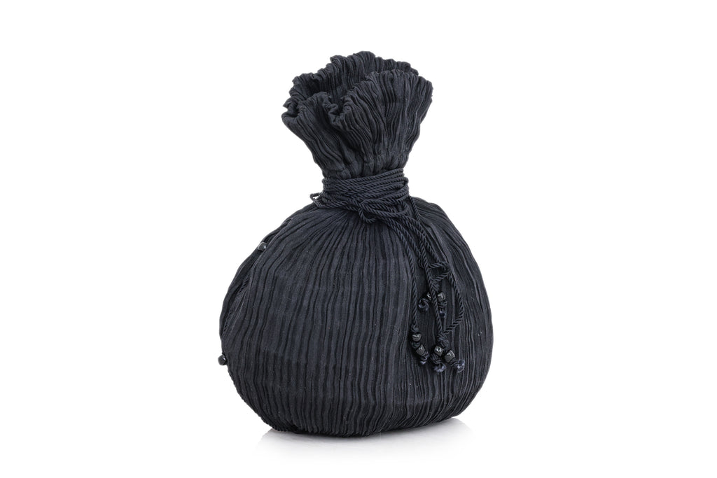 FORTUNY - A BLACK PLEATED 'ANTHEA' BAG