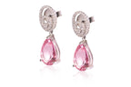 A PAIR OF COATED PINK TOPAZ AND DIAMOND EARRINGS