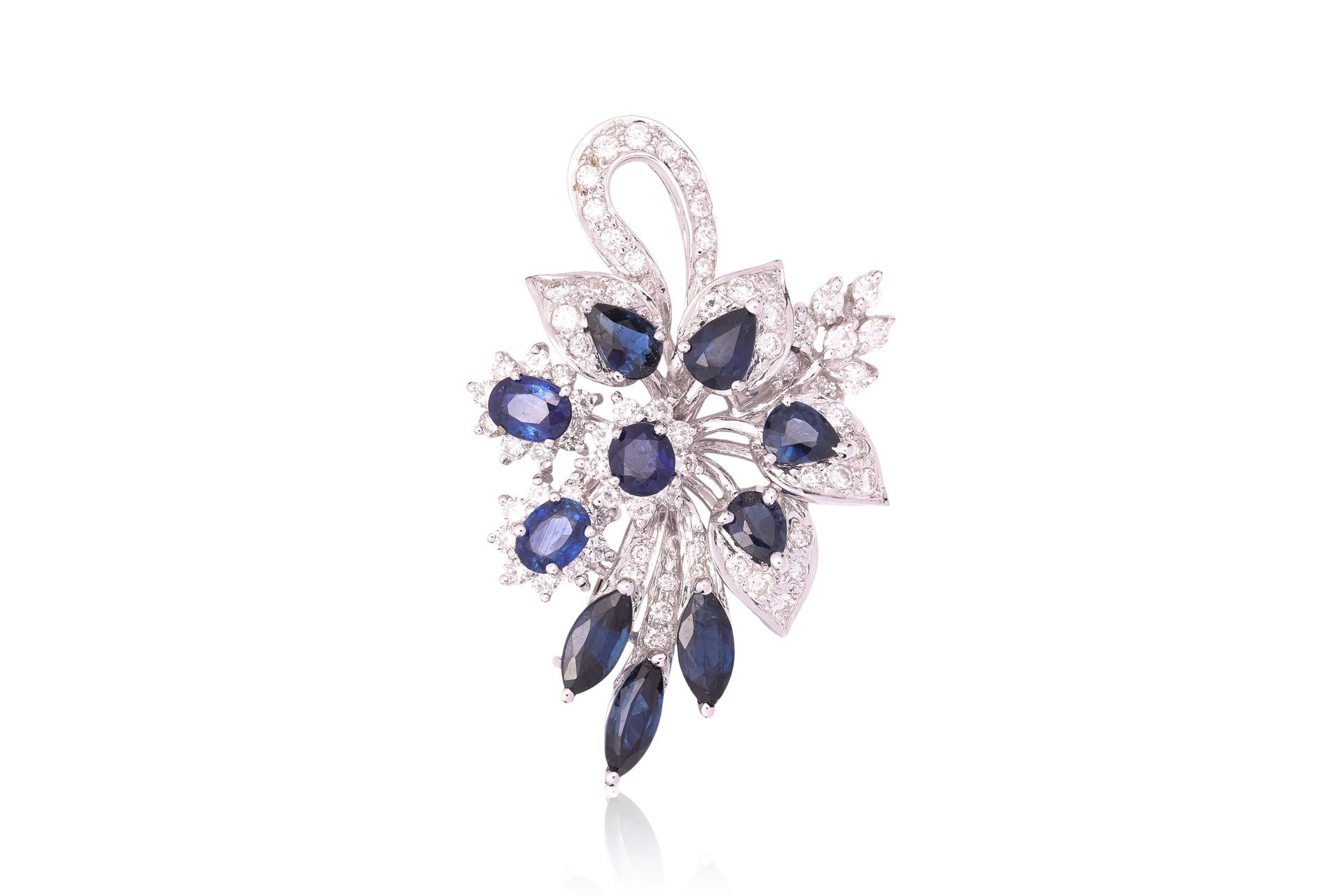 A SAPPHIRE AND DIAMOND 'FLORAL SPRAY' BROOCH