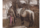 YONG JIN (CHINESE, 20TH CENTURY) - A LADY BESIDE A HORSE