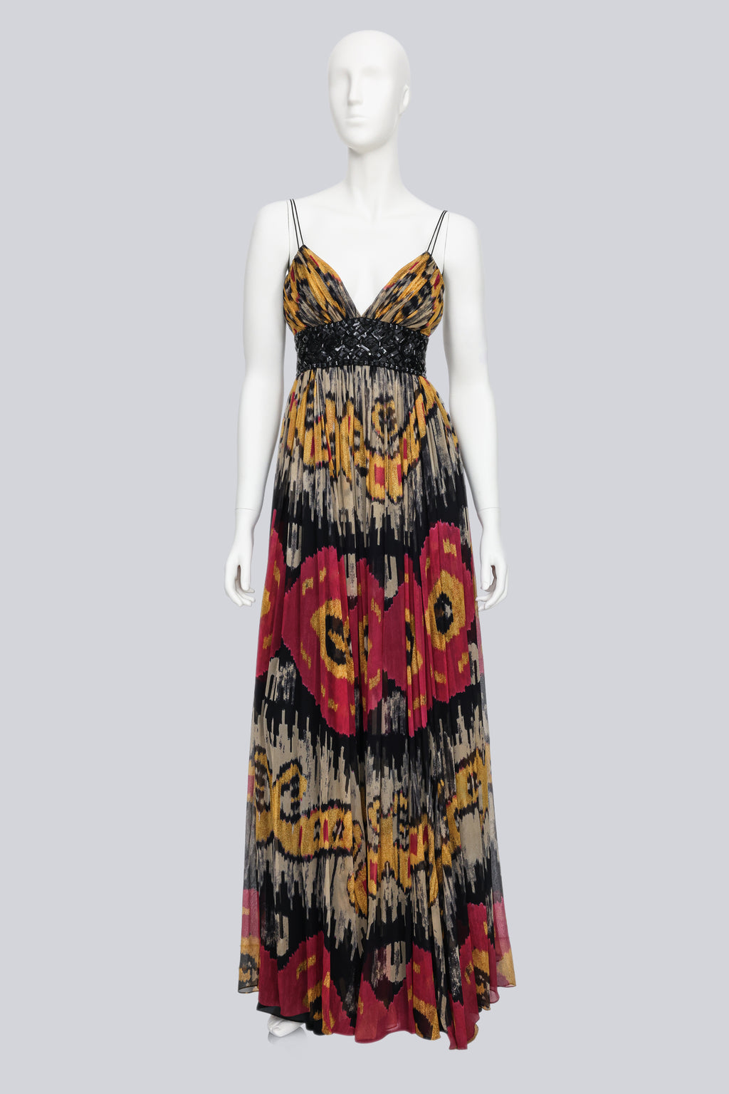 MARCHESA NOTTE - A SEQUINNED IKKAT PRINT EVENING DRESS