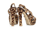 MIU MIU - A PAIR OF LEOPARD PRINT CALF HAIR PLATFORM SANDALS