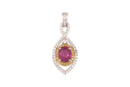 AN UNHEATED BURMESE RUBY AND DIAMOND TWO TONE PENDANT