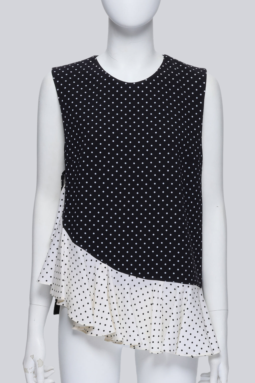 J.W.ANDERSON - A BLACK AND WHITE POLKA DOT RUFFLED TOP