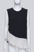 J.W.ANDERSON - A BLACK AND WHITE POLKA DOT RUFFLED TOP