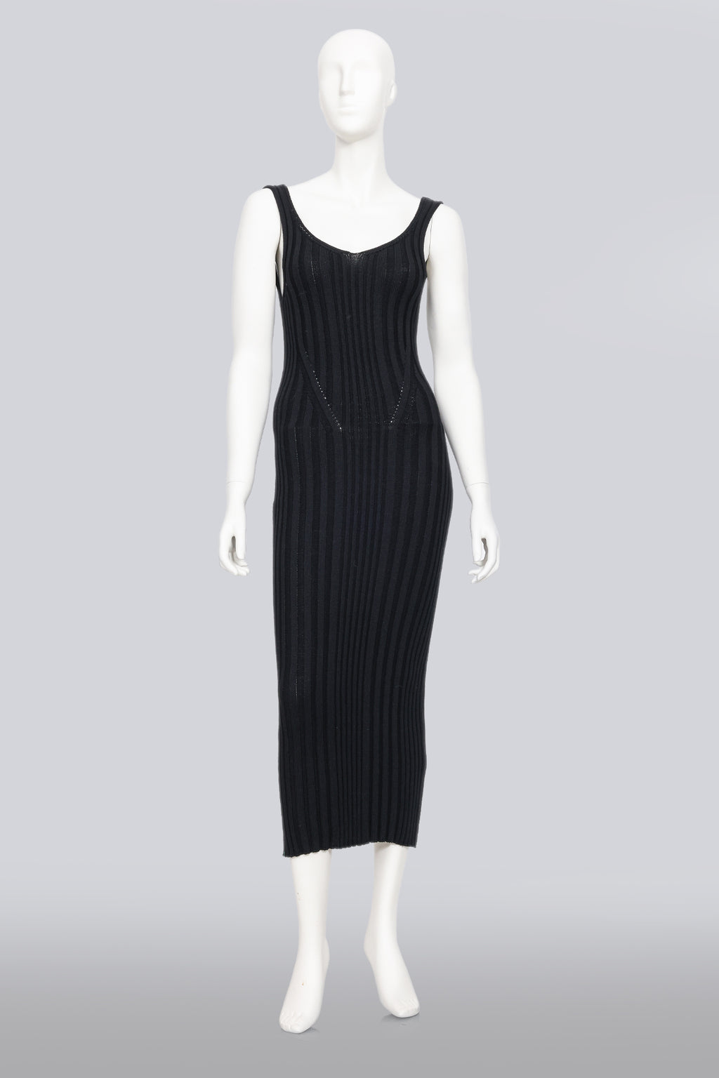 KHAITE - AN 'OTTILIE' BLACK RIBBED KNIT DRESS