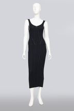 KHAITE - AN 'OTTILIE' BLACK RIBBED KNIT DRESS