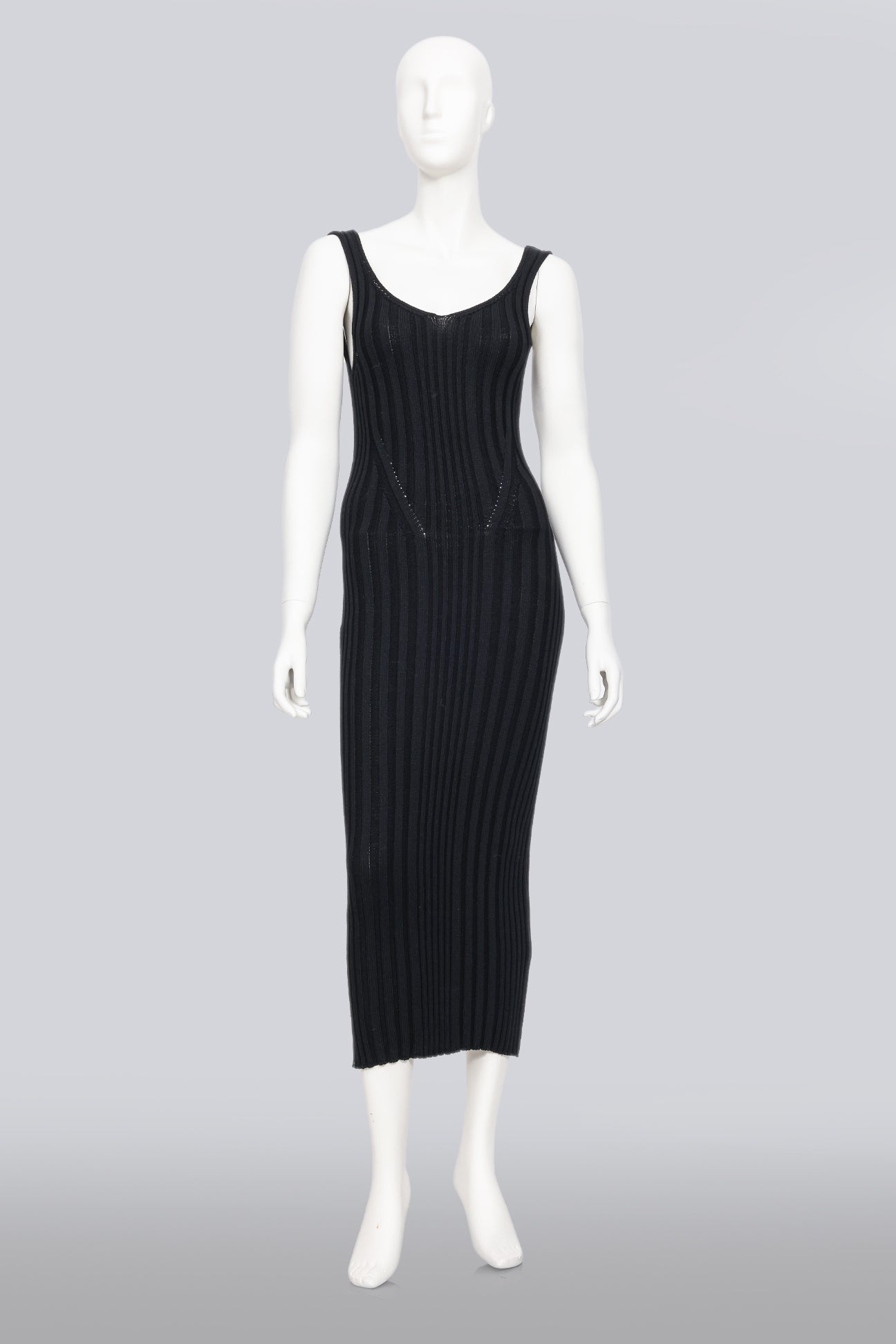 KHAITE - AN 'OTTILIE' BLACK RIBBED KNIT DRESS