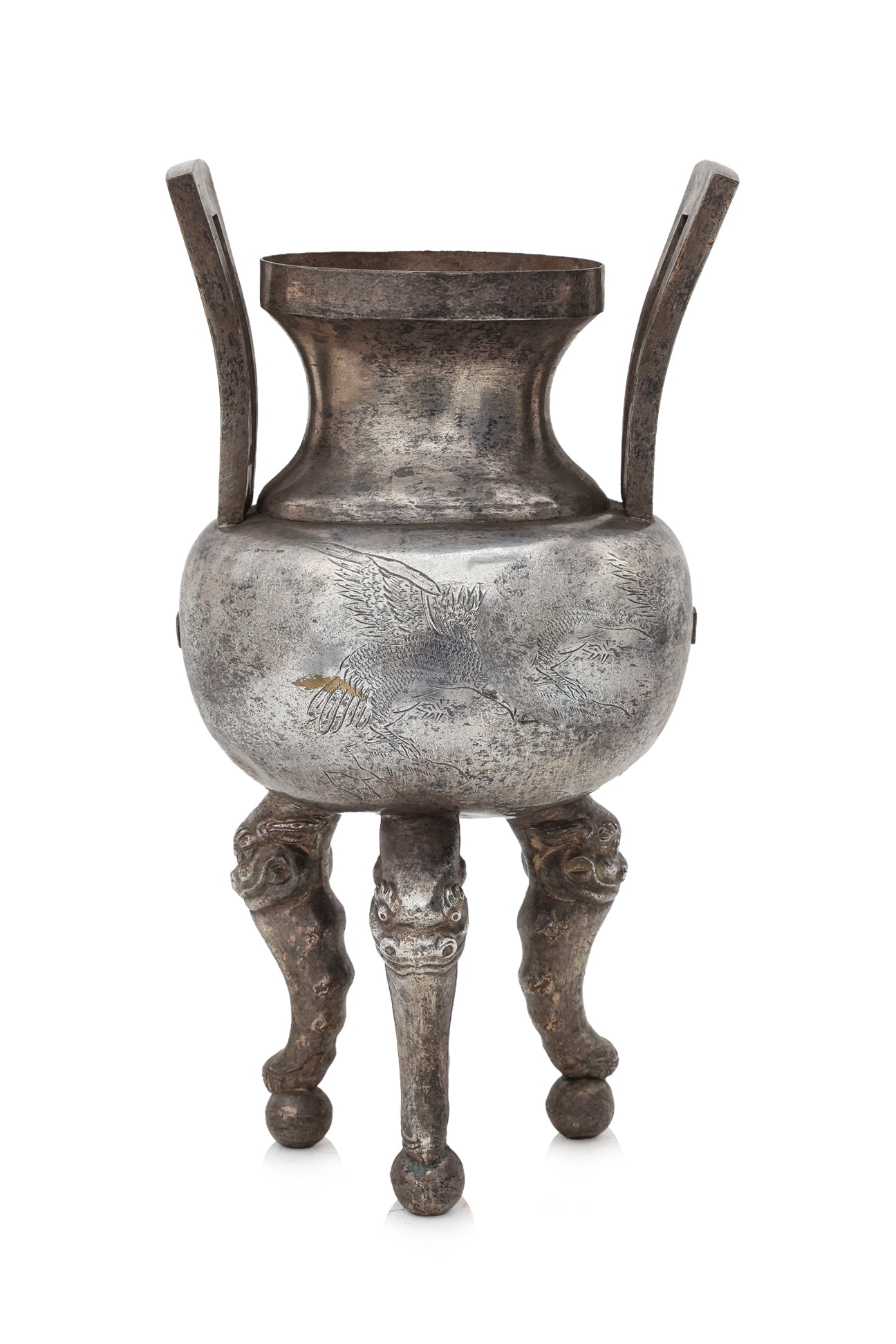 A SILVER PLATED TRIPOD CENSER