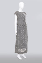 COMME DE GARCON - A CHECKED POINTELLE FRINGE TOP AND SKIRT SET