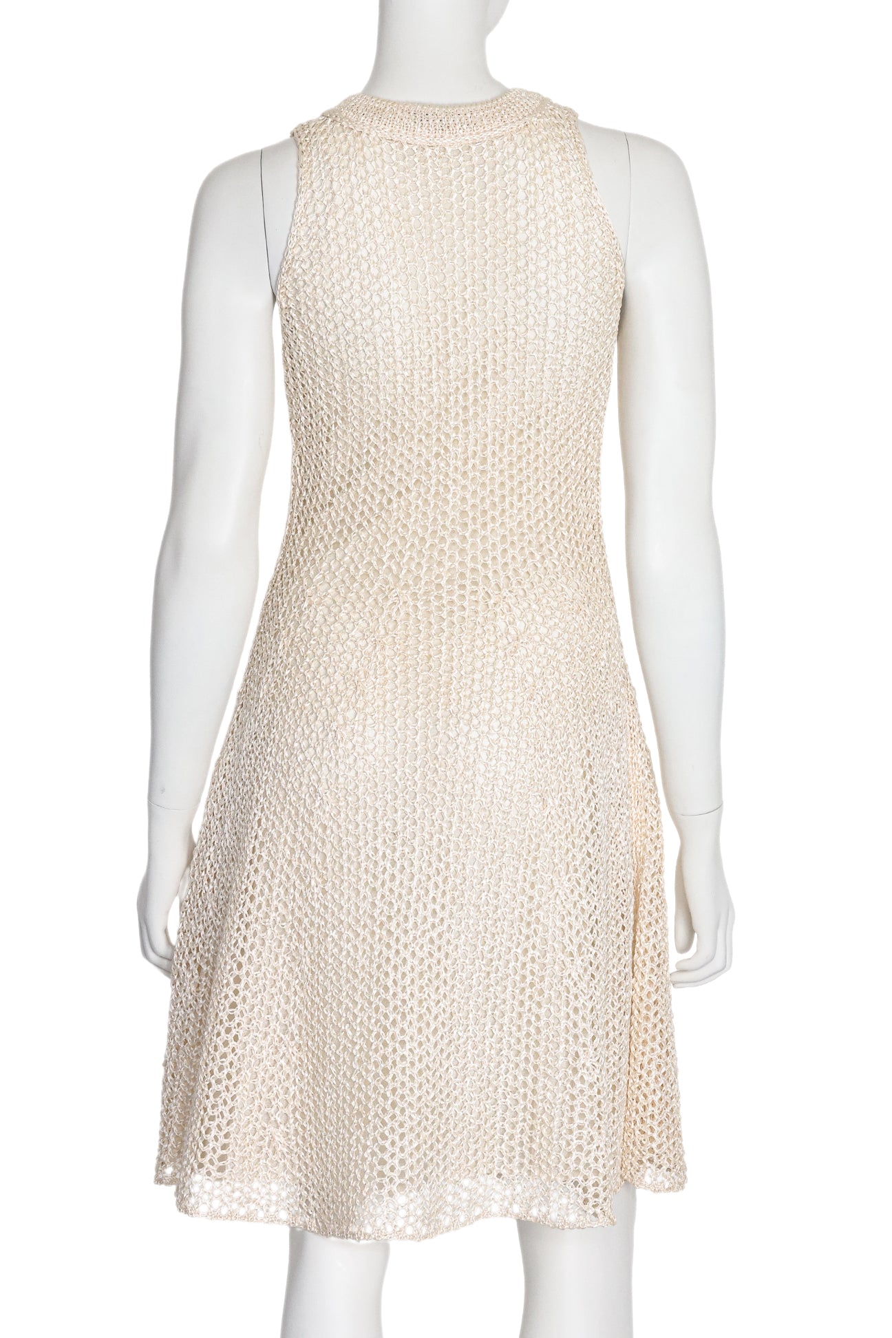 MULBERRY - A CREAM SILK CROCHET SLEEVELESS DRESS