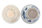 A LARGE BLUE AND WHITE PORCELAIN BOWL AND A SWATOW DISH