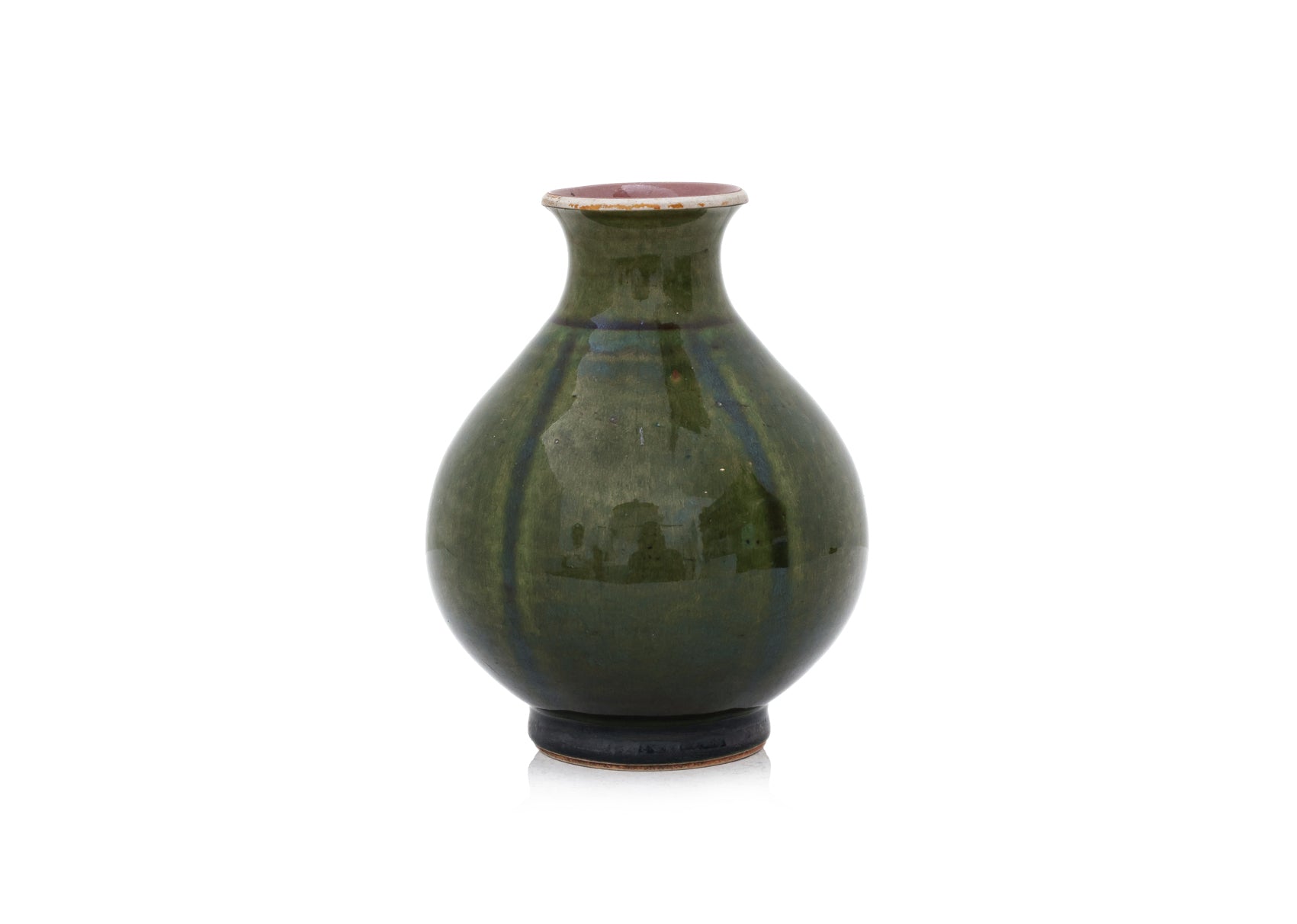 A GREEN-GLAZED PEAR-SHAPED BOTTLE VASE