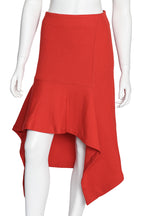 MARNI - A RED WOOL BLEND PEPLUM SKIRT
