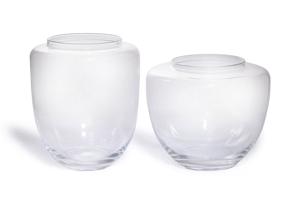 A GROUP OF THREE IVV GLASS JARS WITH COLOURED LIDS